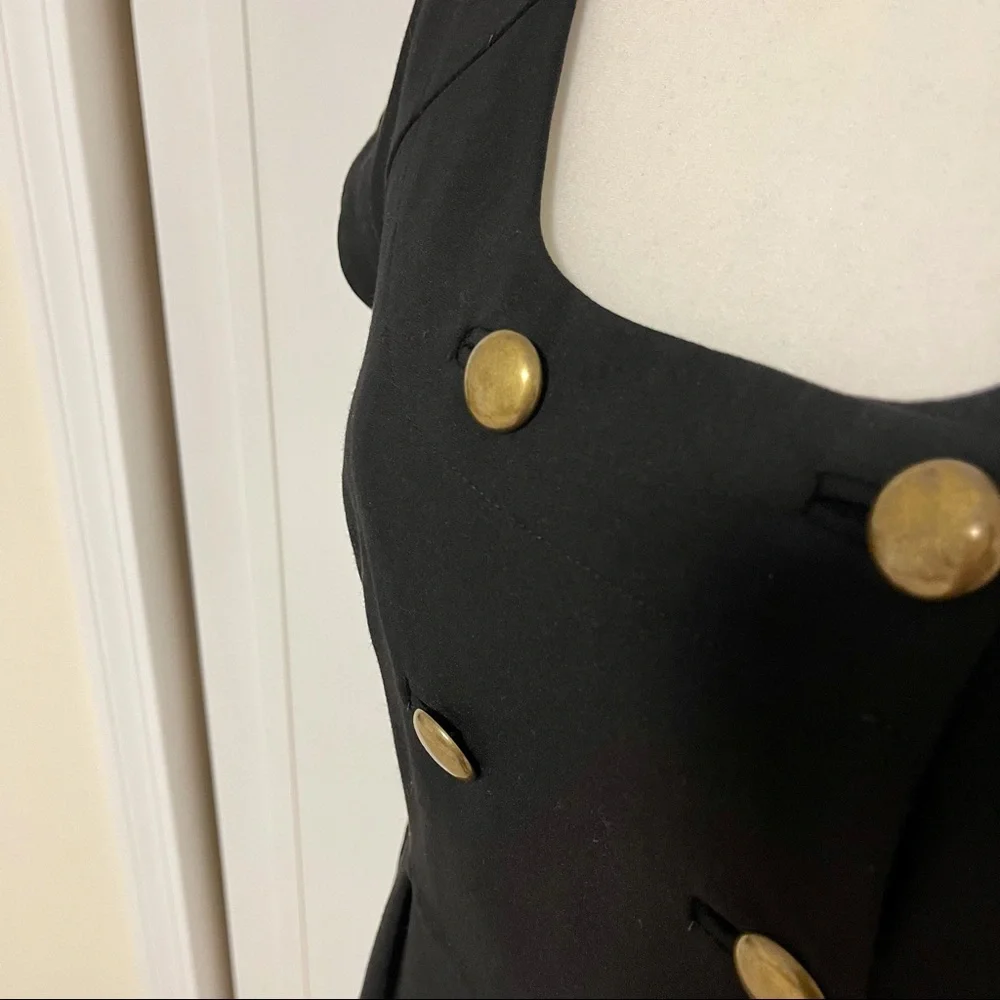 DIANE VON FURSTENBERG Charo Dress Military Black Gold Buttons Short Sleeves 8 - Picture 11 of 13